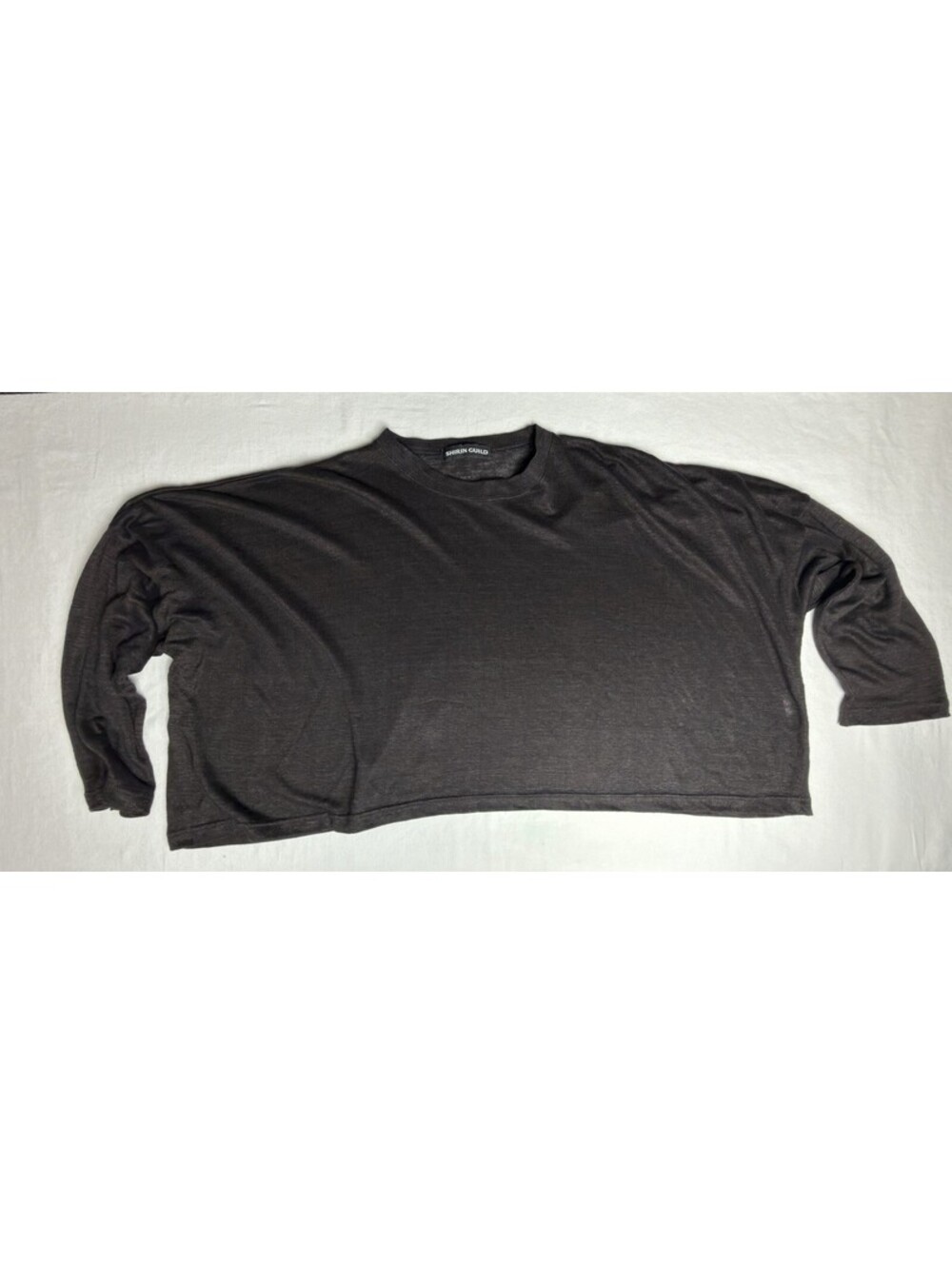 Shirin Guild Chocolate Brown Linen Boxy Cropped Top OS Lagenlook Made UK